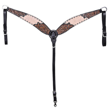 HILASON Western Horse Hand Carved American Leather Breast Collar Headstall